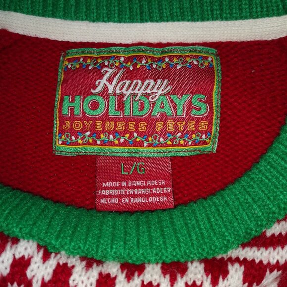 Happy Holidays Ladies Size large Straight Loose Fit Christmas Sweater - Picture 3 of 11